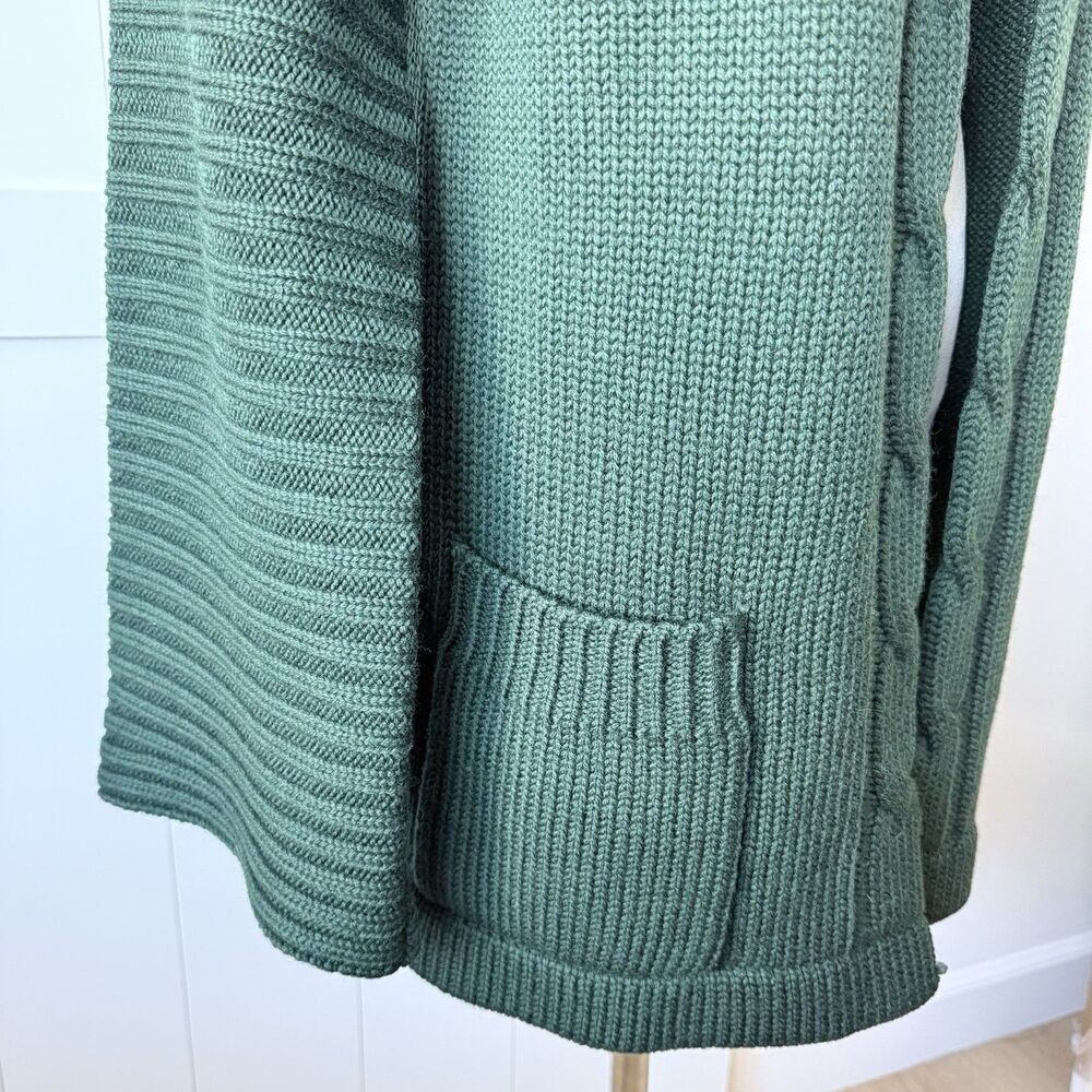VTG Adrienne for SW1 Virgin Wool Longline Cardigan Quiet Luxury Inky Green 80s S - Picture 6 of 16